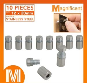 Stainless Steel 12mm Glass Standoff Screw Mounting Advertising Bolt Nails for Sign Board Displays (10 pieces)