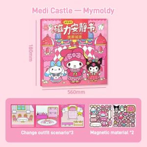 Cartoon Magnetic Kuromi Book Set 180x560mm Quiet Dress Up Sticker Books Sanrio Stickers Childrens Educational Toys Gift