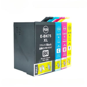 Compatible ICBK75 ICC75 ICM75 ICY75 Ink Cartridges Replacement for Epson PX‑S740 PX‑M740F PX‑M741F Printers Black 42ML C/M/Y 14ML Each