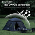 BLACKDOG Black Vinyl Automatic Tent Portable Folding 2 Doors 4 Windows 4 Person Camping Tent Auto Pop Up Fast Setup Poles Waterproof Windproof Outdoor Tent PU Or Vinyl Coated Beige Black Dog. 