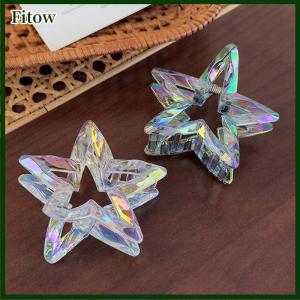 Fitow Colorful Acrylic Hollow Out Star Hair Claw Sweet Shark Clip For Women Girls Fashion Headwear Versatile Hair Accessories Gifts