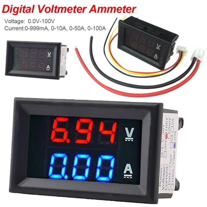 Digital Voltmeter 0.28 inch DC 0-100V 10A/50A/100A Voltmeter Ammeter ...
