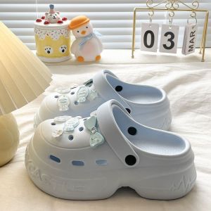 [Free Shipping] EVA Clogs Cute Little Fish And Blue Butterfly Design DIY Style Suitable For Outdoor Wear In Summer Lightweight And Casual Thick Sole For Added Height Closed-Toe Design WomenS Style