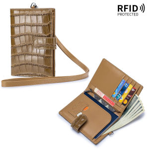 Fashion Crocodile Pattern Genuine Leather Halter Passport Bag Large Capacity Design Portable Travel Can Store Air Tickets and Document Wallets
