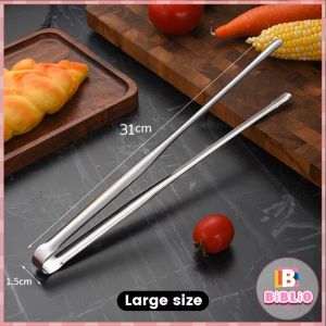 Biblio【Ready in Stock】 Stainless Steel Barbecue Clip Food Tongs Long-handled Outdoor Grilling Steak Clamp Baking BBQ Tool