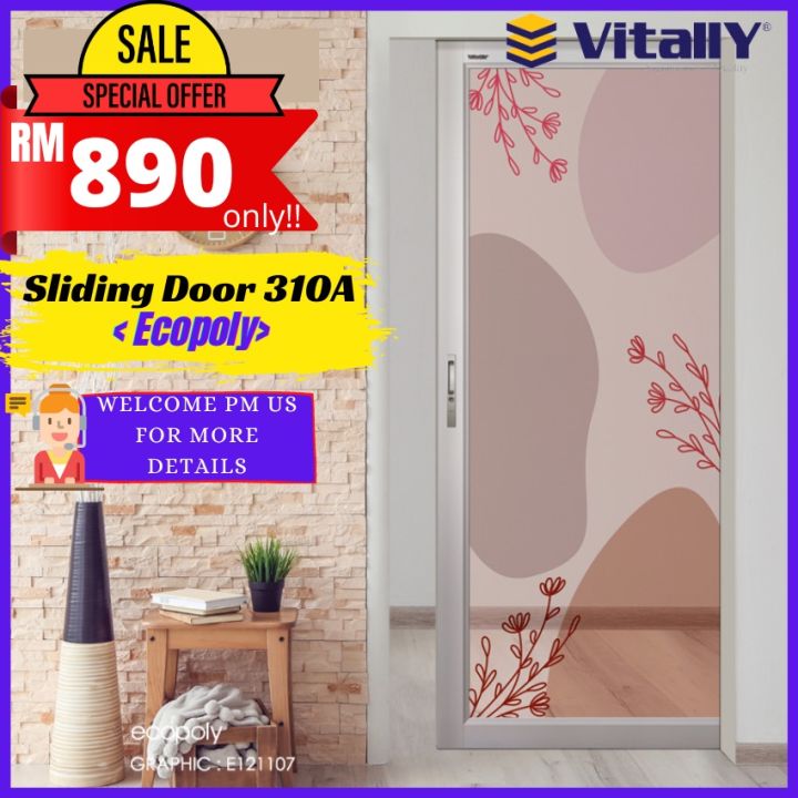 VITALLY SLIDING DOOR 310A (ECOPOLY) KITCHEN DOOR / STORE ROOM DOOR PRICE WITH INSTALLATION | Lazada
