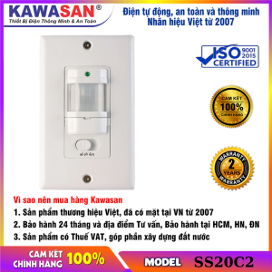 Công tắc cảm ứng hồng ngoại âm tường 2 dây thích hợp lắp âm tường/trần ở các vị trí hành lang cầu thang lối thoát hiểm… SS20C2