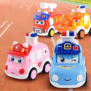 IPIE2 รถตำรวจรถ Press and Go Car Toy รถดับเพลิงดับเพลิง ยานพาหนะยานพาหนะยานพาหนะ ของเล่นรถไขลาน น่ารักน่ารักๆ รถมินิ รถผลักแล้วไป เด็ก/เด็ก