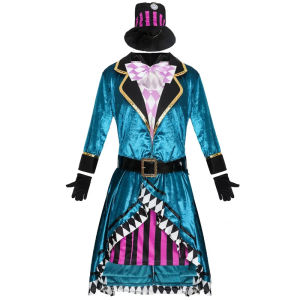 Halloween Clock Mad Hatter Stage Performance Cosplay Costume  Fairy Tale Dress Women Magic Show Tuxedo Fancy Dress