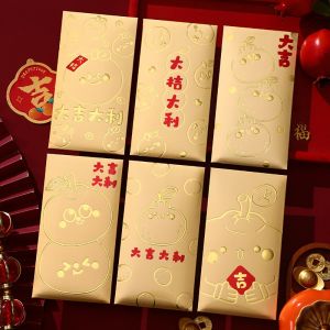 ZHUGE 6Pcs CNY Red Envelope Snack Year Fu Lucky Chinese Year Red Packet Envelopes Party Supply