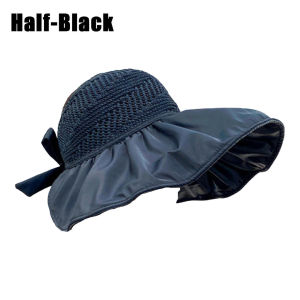 Wide Brim Sun Hat Ladies Summer Ribbon Straw Hat Empty Top Hat for Woman Sun Protection UV Protection Summer Hat