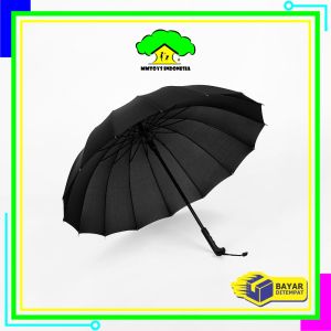 MI-C1158 Payung 16 Jari Polos Buka Otomatis Gagang Lurus Payung Golf Payung Hujan / Payung Jumbo