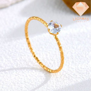 Ladamas Cincin Titanium Model Simple Elegan Dengan Permata Zircon Berkilau Fashion Harian CT26