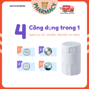 Dụng cụ 4 trong 1 cắt nghiền đựng viên nén và cốc uống tiện lợi khi mang theo