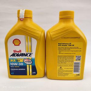 1 Dus Oli Shell Advance AX5 MATIC 10W-30 - API SL 0.8Liter Isi 12 Pcs