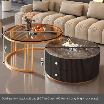Sintered Stone Coffee Table/Light Luxury Marble Coffee Table/Simple Marble Coffee Table/Round Tea Table