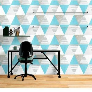 Wallpaper Stiker Dinding Motif Segitiga Geometri Pelapis Kayu Meja Triplek Untuk Dekorasi Kamar Ruang Tamu Bahan Pvc Ukuran 100cm