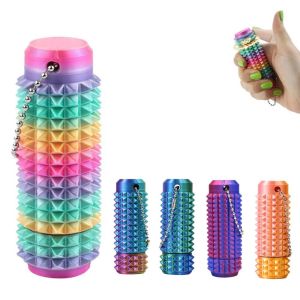 RGFV 360 degree bearing rotation Spiky Sensory Fidget Toys Mini 3D Printed Grippie Stim Stress Fidget Toy Novelty Gift Roller Finger Rotators Keychain Anxiety Relief