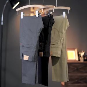 2026 Mens High Quality Pure Cotton Classic Solid Color Casual Pants Business Stretch Cotton Slim Straight Brand Trousers Male2026