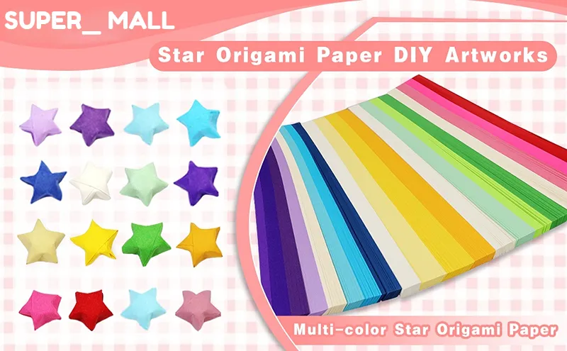 540 Sheets Origami Stars Paper Strips 27 Colors Folding Paper