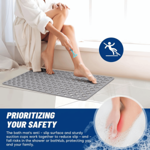 RIVVY Suction Cups Shower Stall Mat Anti Slip Drainage Holes Bathroom Mat Rectangle Machine Washable Bathtub Floor Mats Shower Room