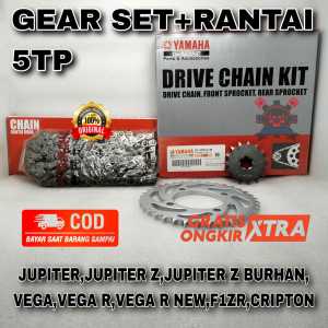 GEAR SET+RANTAI YAMAHA 5TP BUAT MOTOR JUPITER JUPITER Z JUPITER Z BURHAN ASLI ORIGINAL YAMAHA YGP