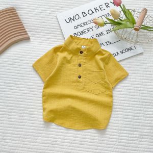 Áo Sơ Mi Trơn Cho Bé Trai Cổ trụ Ngắn Tay SUMO CITY Quần Áo Bé Trai Đi Học Đi Chơi Từ 8-28kg