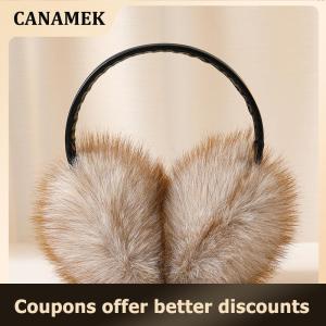 【 CANAMEK 】 High Quality Real Fox Fur Earmuffs Women Winter Keep Warm Natural Fur Earmuffs Girls Ear Warmer Fox Fur Plush Ear Muff