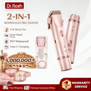 [Drflash] Electric Shaver for Women Waterproof Wet &Dry Hair Razors 2 in 1 Double Head Dual Bikini Hair Trimmer