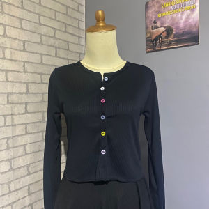 Rib Jenica Button Cardi Crop (LD 74 P 42)