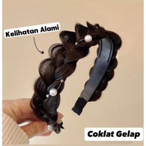 Bando Kepang Mutiara | Bando Kepang Rambut Model Kepang Hias Mutiara Gaya Korea Kekinian Kepang Rambut | Bando Rambut Kepang Korea | Bando Korea | Bando Stylish Bandana MLH  L24