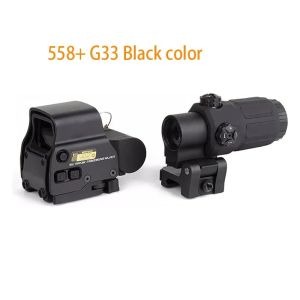 558 G33 Red Green Dot Reflex Scope Sight 3X Magnifier Combo Built-in Flip QD Mount Outdoor Accessories