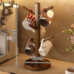 TLE96110 Tree Shape Coffee Mug Holder Space Saving 4/6 Hooks Decorative Cup Hanger Hanging Display Mug Hanging Display Rack Home Decor