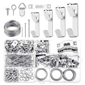 ชุดไม้แขวนรูปภาพโลหะ246ชิ้นตะขอแขวนตะขอแขวนภาพสำหรับงานหนักพร้อมตะปูสำหรับผนัง Drywall