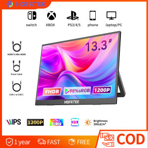 HGFRTEE 13.3 inch HD Portable Monitor 1200p expand auxiliary external screen Suitable for laptops mobile phones PCPS5
