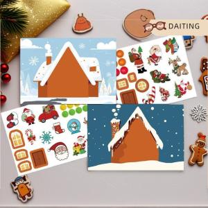 DAITING 8 Tấm Trẻ Em Bên Trang Trí Đồ Chơi Giáng Sinh Câu Đố Dán Tạo Ra Riêng Bạn Santa Claus DIY Make-A-Face Trò Chơi Ghép Hình