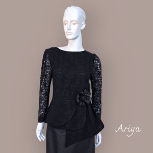 เสื้อลูกไม้ออกงานคอปาดเข็มกลัดดอกแก้ว