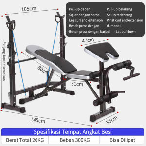 Epic Finds Bench Press Besa Adjustable Multi Gym Weight Bench Barbell Alat Olahraga Rumahan Fitness Gym