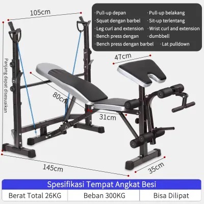 Epic Finds Bangku Latihan Beban Multifungsi Ukuran Besar yang Bisa Diatur – Alat Olahraga Angkat Besi untuk Rumah & Gym
