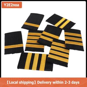 【Local shipping】 1Pair Epaulettes Professional Pilot Uniform Epaulets Gold Stripe Shoulder Badges