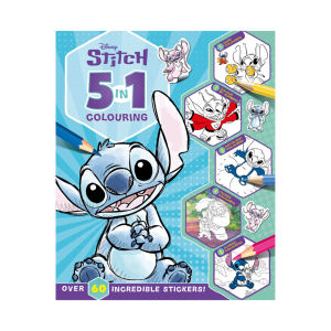 Disney Stitch 5 In 1 Colouring Book  To Color With Stickers For Kids