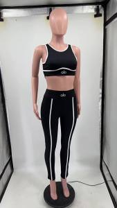 original alo European and American womens casual sportswear fitness set high-intensity shock-absorbing running and yoga outfit two-piece set