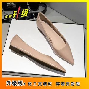 Free Shipping Pointed-Toe Shallow-Cut Flats Paired With Skirts 2026 Spring New Collection Versatile Silver-Colored Height-Increasing Flats For Women