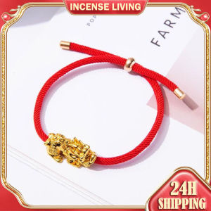Red Rope 24k Gold Plated Piyao Bracelet Blessed Lucky Charm Chinese FengShui Money Capturer Bracelet