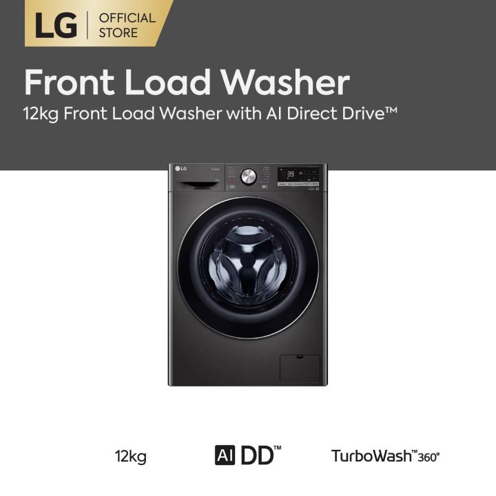 LG 12kg Front Load Washer FV1412S3B With AI Direct Drive™ And TurboWash ...