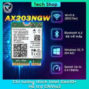 [ BH 12th ]Card WIFI Intel AX203NGW_VN 2.4 5 GHz (80MHz)  Bluetooth 5.2