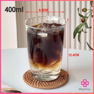 Missyou ถ้วยแก้วใส่เครื่องดื่ม ขนาด 300ML 400ML สําหรับใส่นม กาแฟ น้ําผลไม้ glass coffee mug