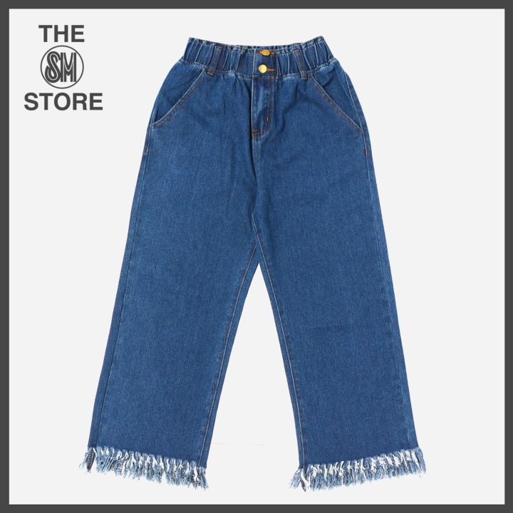 GTW Urban Girls Teens' Fringed Wide-Legged Denim Jeans in