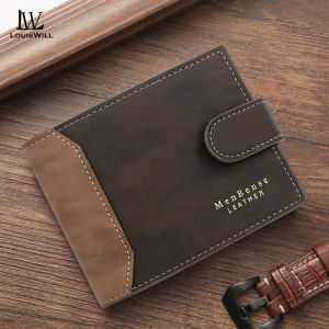 LouisWill Fashion Wallet Mens Simple Short Wallet PU Matte Business Wallets Tri-Fold Wallet Multi-Card Position Wallets Travel Purses Coin Pouch ID Credit Cards Holders