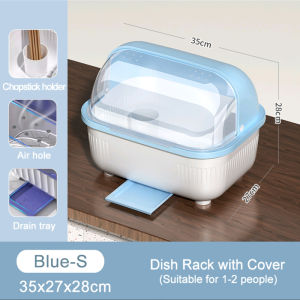Hisoa Kitchen Dish Rack With Cover Dust-proof Insect-proof Dish Drainer Rack Multi-functional Bowl Storage Organizer Space Saver
